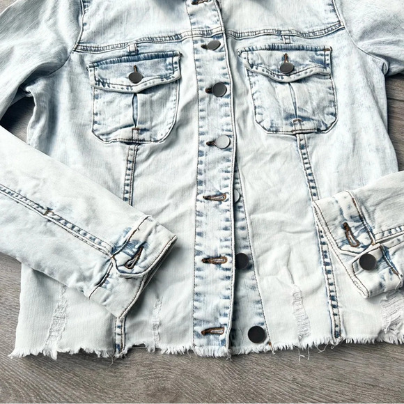Kut From the Kloth Light Wash Distressed Jean Jacket - Picture 10 of 16